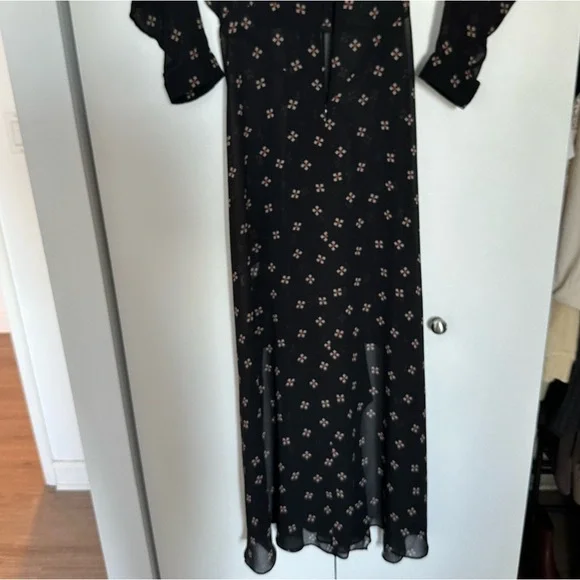 Maje Ritunia Black Long Sleeve Sheet Asymmetrical Dress